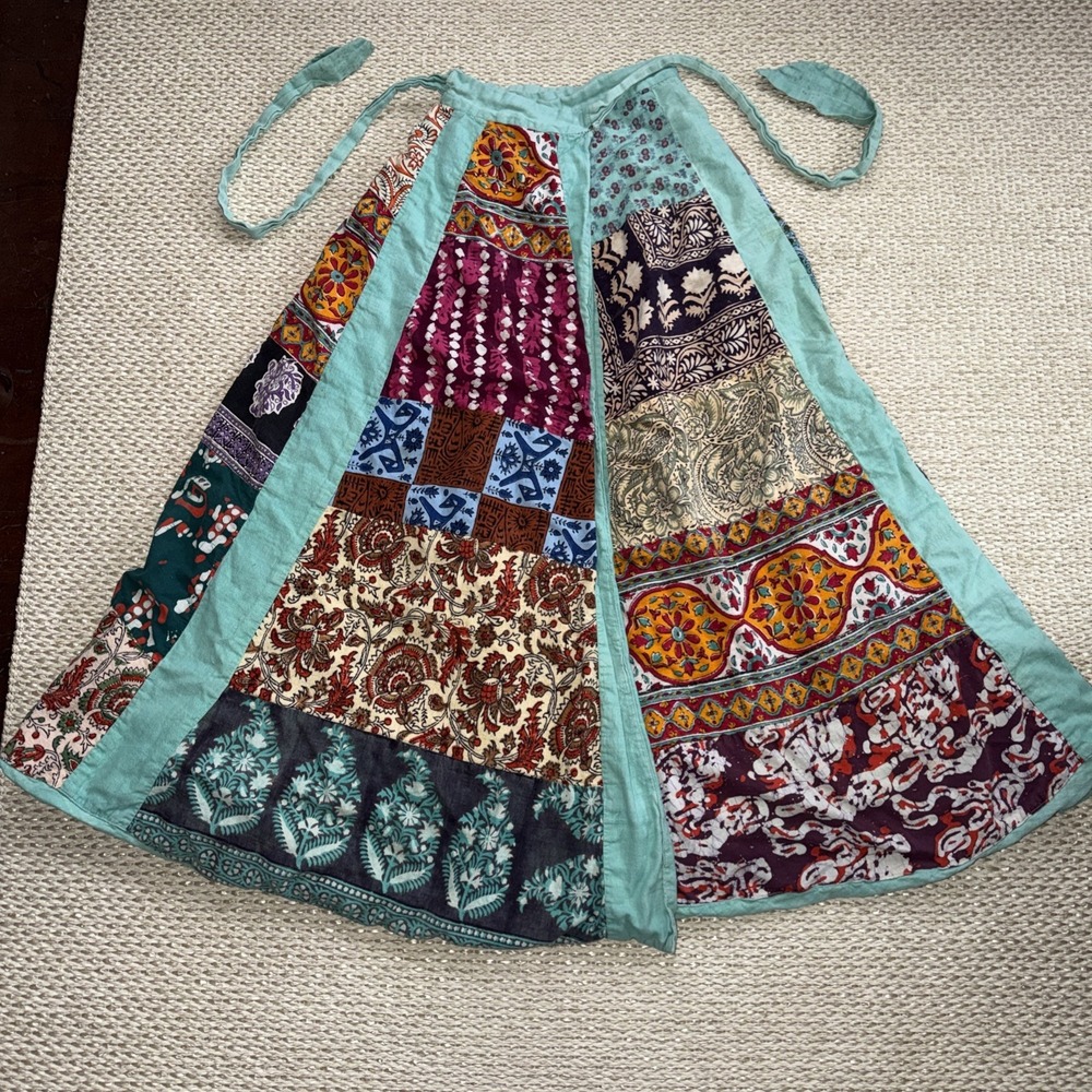 Vintage HANs New York Wrap Boho Patchwork Hippie Festival Skirt.โ Cottagecore S